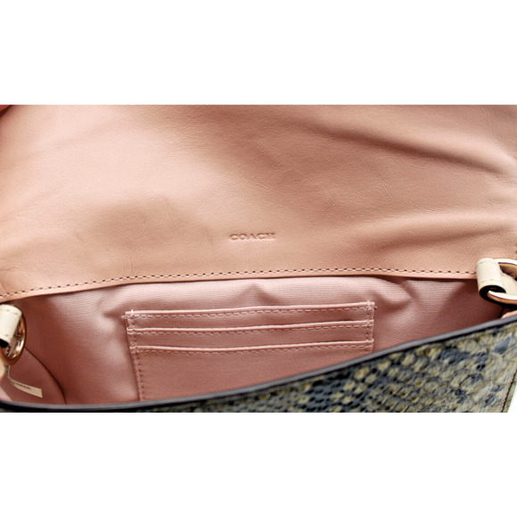C5 NWoT COACH Pink Leather Snake Embossed Crossbody Clutch Bag - Picture 5 of 5